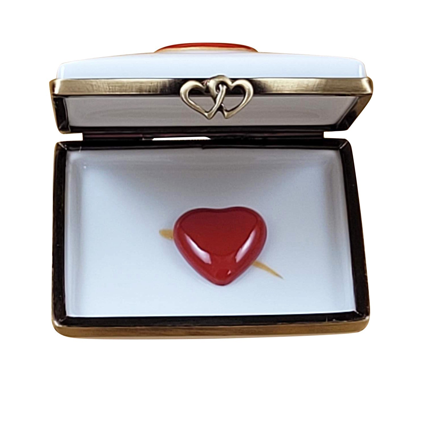 Love letter with heart Porcelain Limoges Heart French Trinket Box
