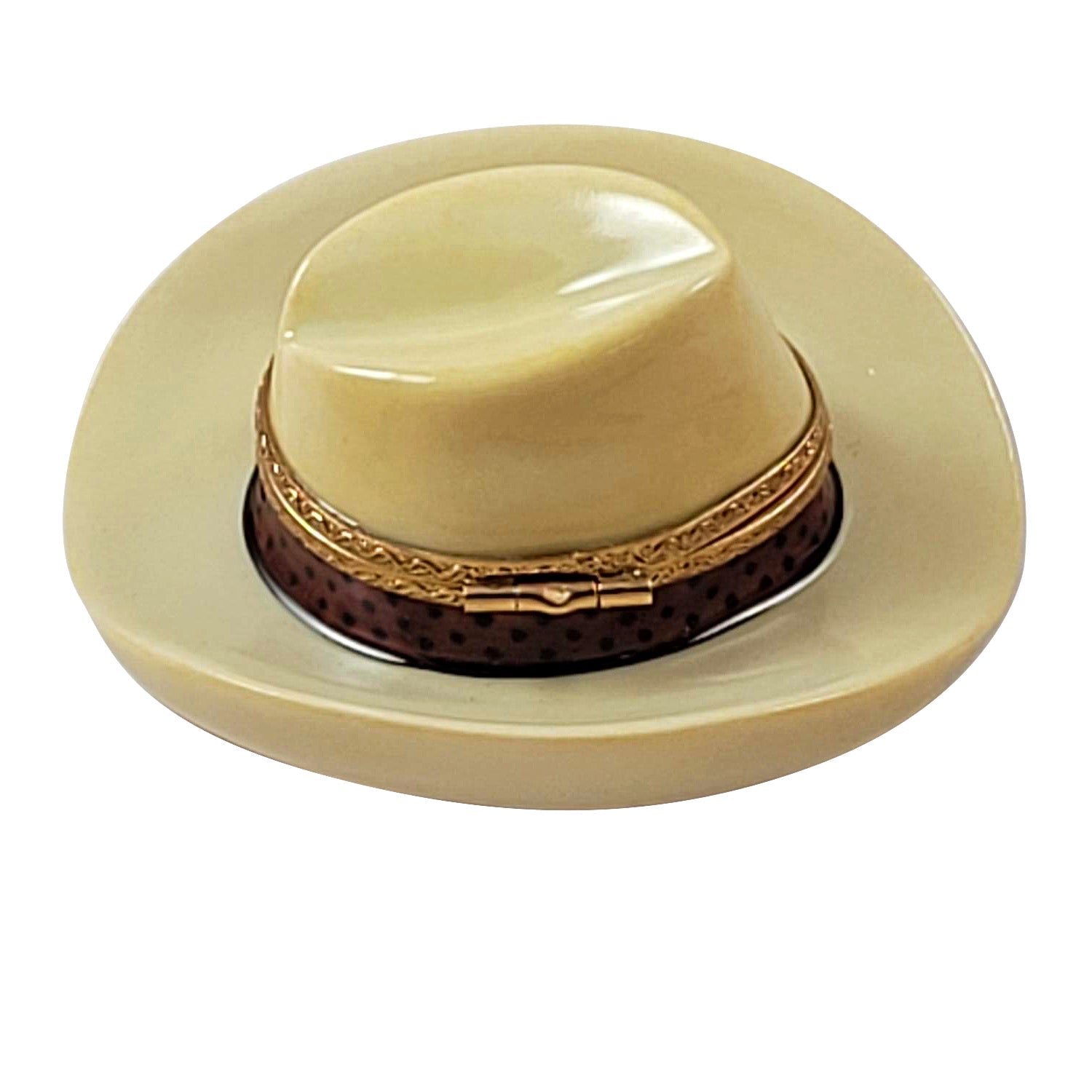 Cowboy Hat Porcelain Limoges shoes farm animals French Trinket Box