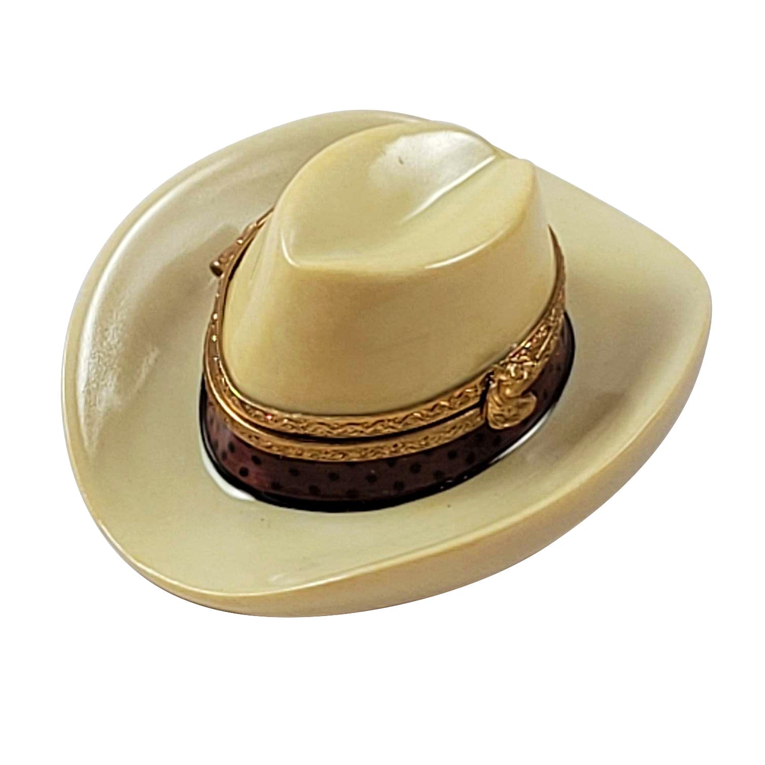 Cowboy Hat Porcelain Limoges shoes farm animals French Trinket Box