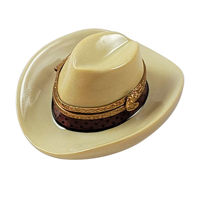 Cowboy Hat Porcelain Limoges shoes farm animals French Trinket Box