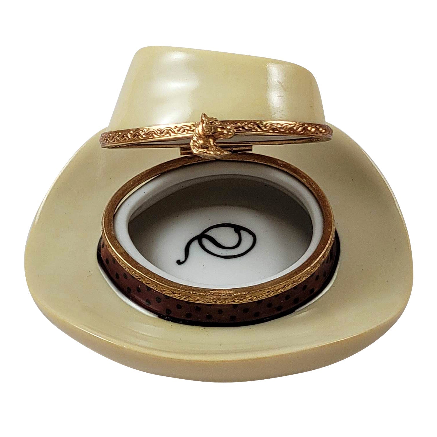 Cowboy Hat Porcelain Limoges shoes farm animals French Trinket Box