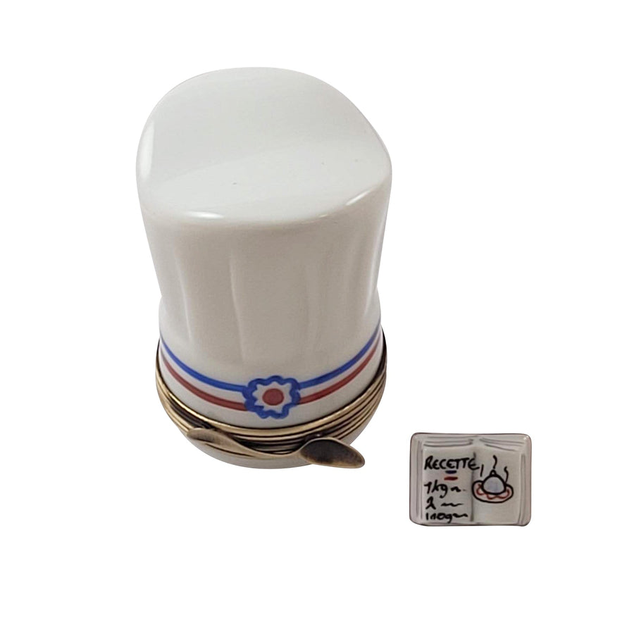 CHEF'S HAT WITH COOKBOOK Porcelain Limoges Professional Food French Trinket Box