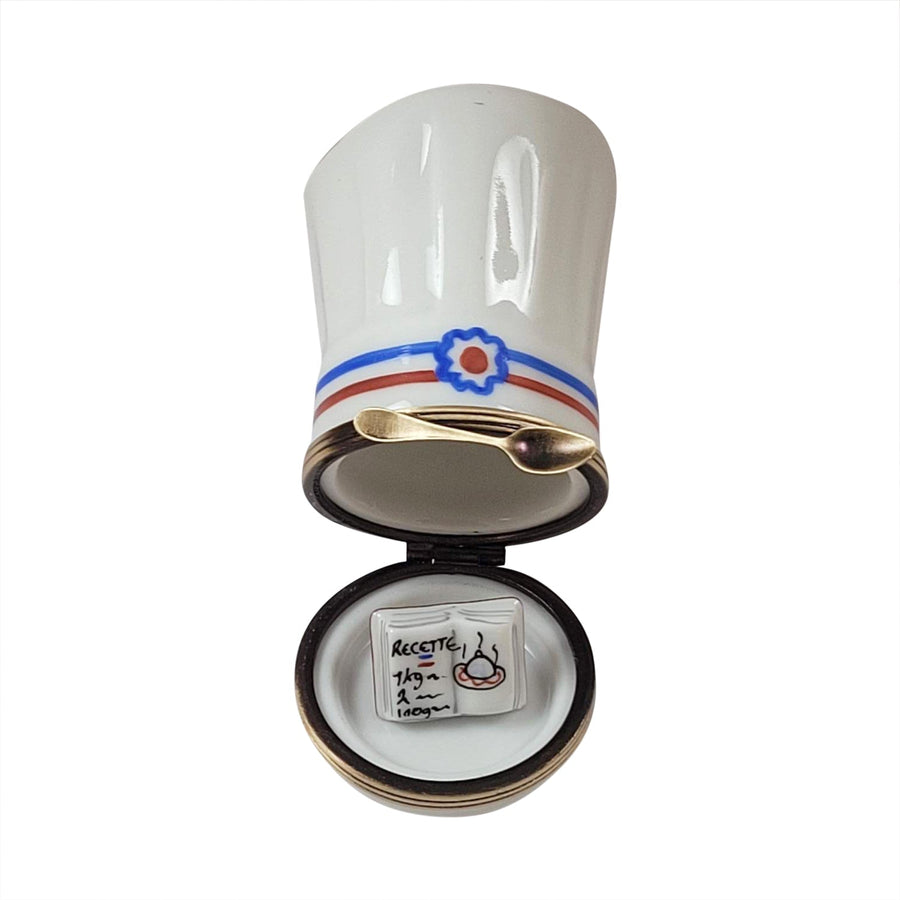 CHEF'S HAT WITH COOKBOOK Porcelain Limoges Professional Food French Trinket Box