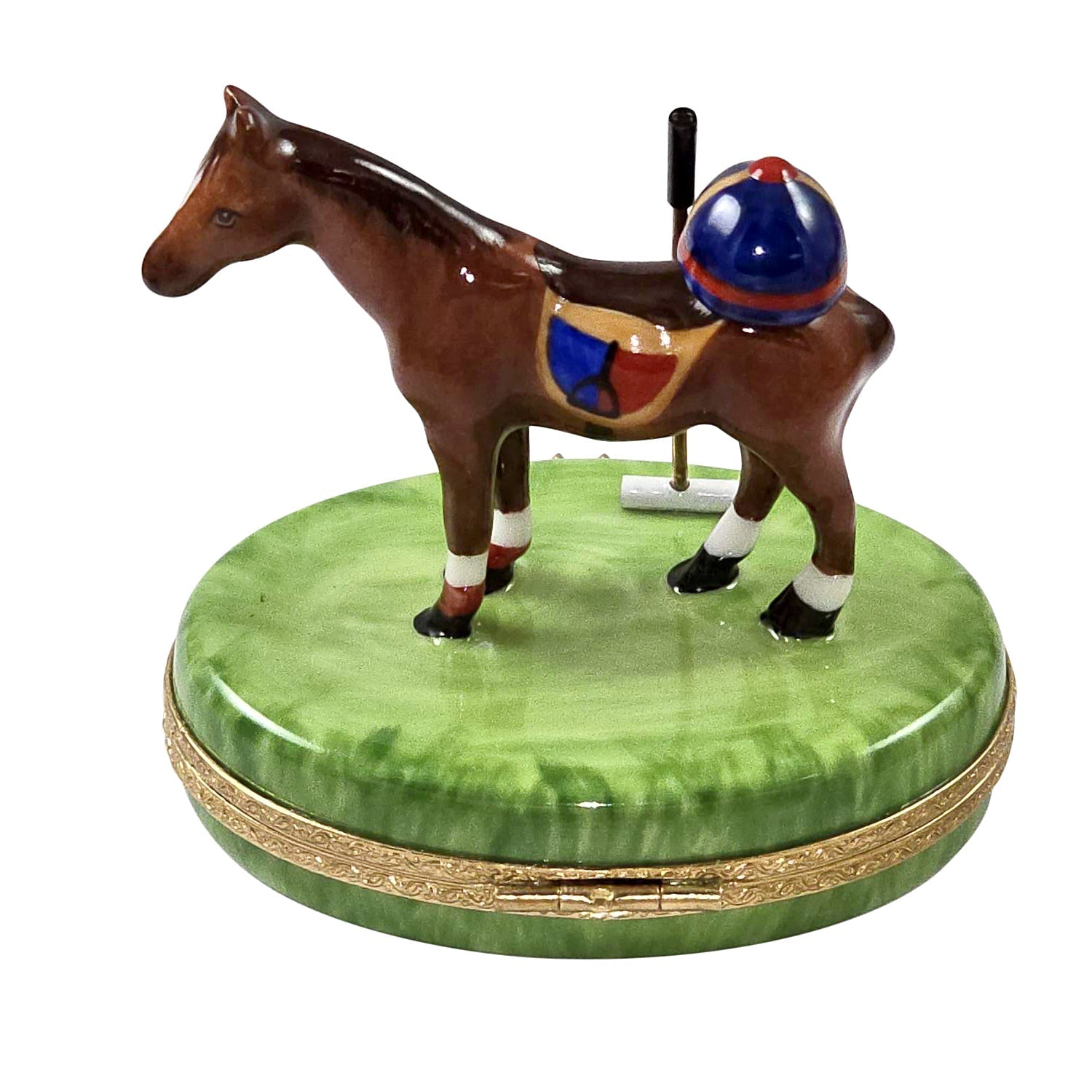Polo Sport on Horse Porcelain Limoges sports farm aminals French Trinket Box