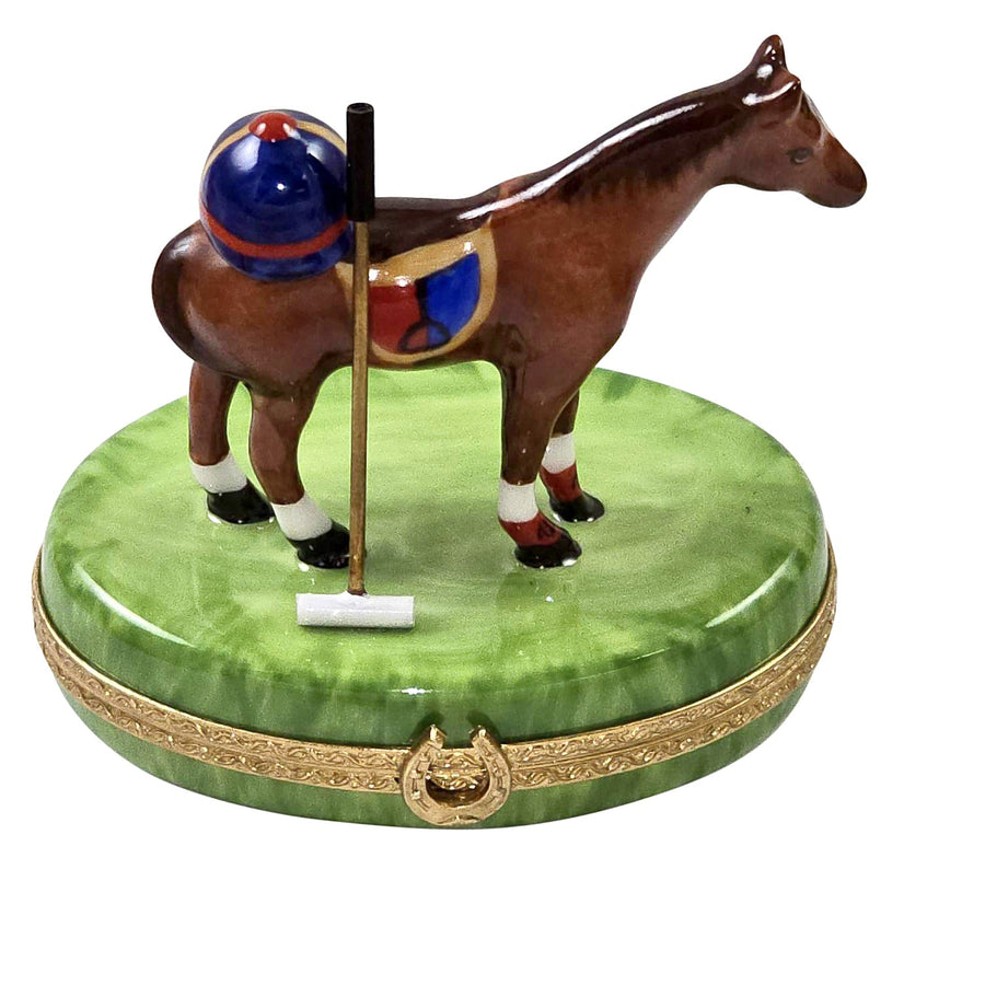 Polo Sport on Horse Porcelain Limoges sports farm aminals French Trinket Box