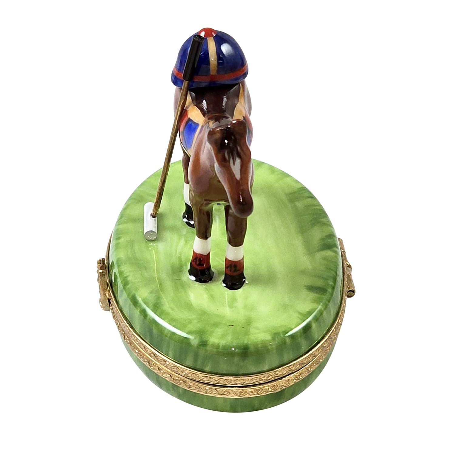 Polo Sport on Horse Porcelain Limoges sports farm aminals French Trinket Box