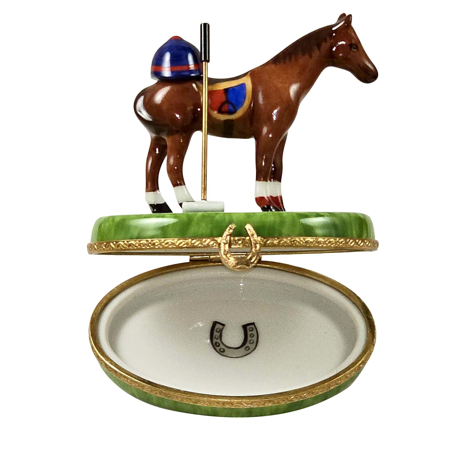 Polo Sport on Horse Porcelain Limoges sports farm aminals French Trinket Box