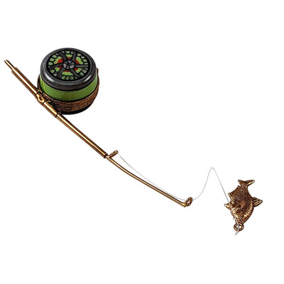 Fly Fishing Rod Porcelain Limoges sports fish French Trinket Box