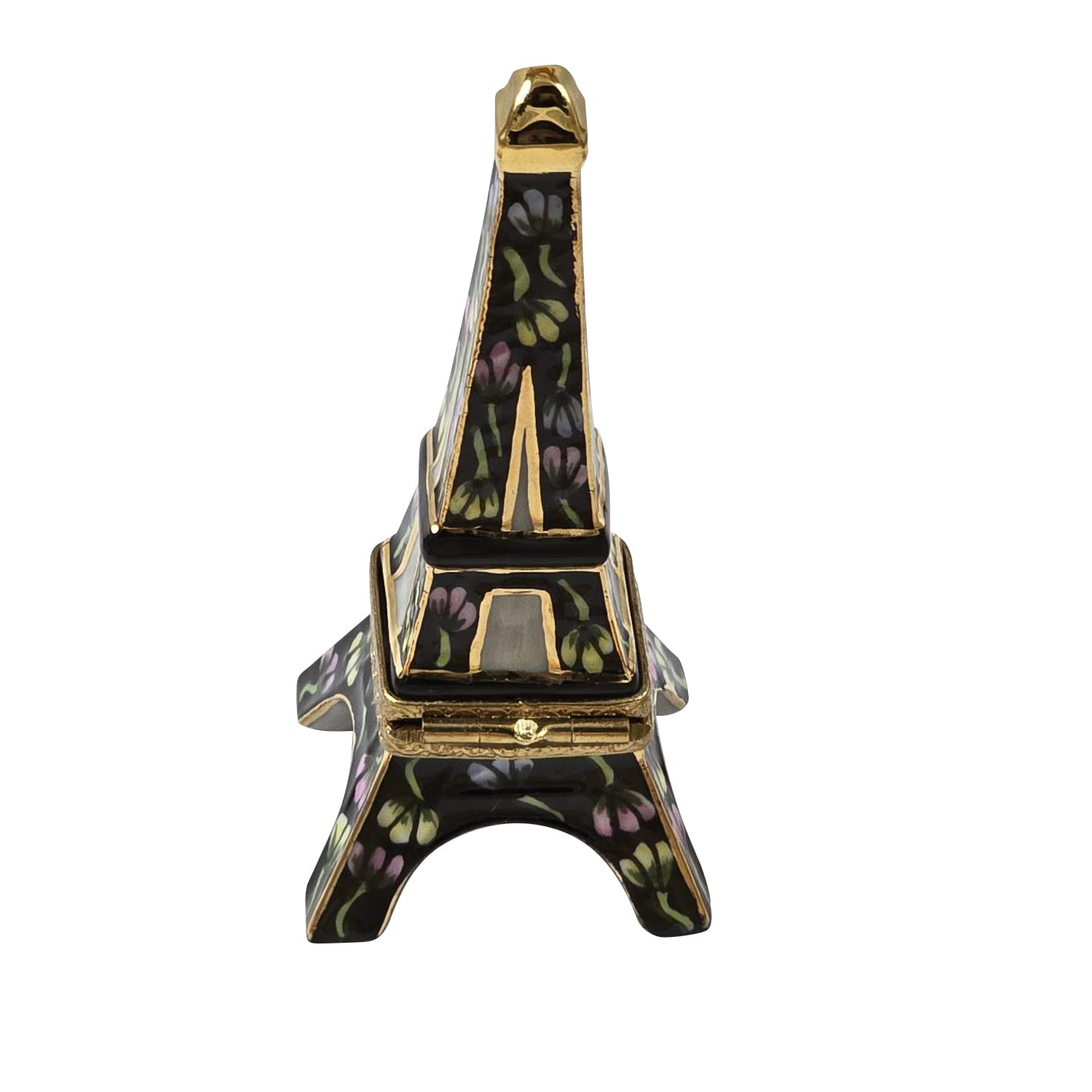Black Eiffel Tower w Flowers Porcelain Limoges paris france monuments French Trinket Box