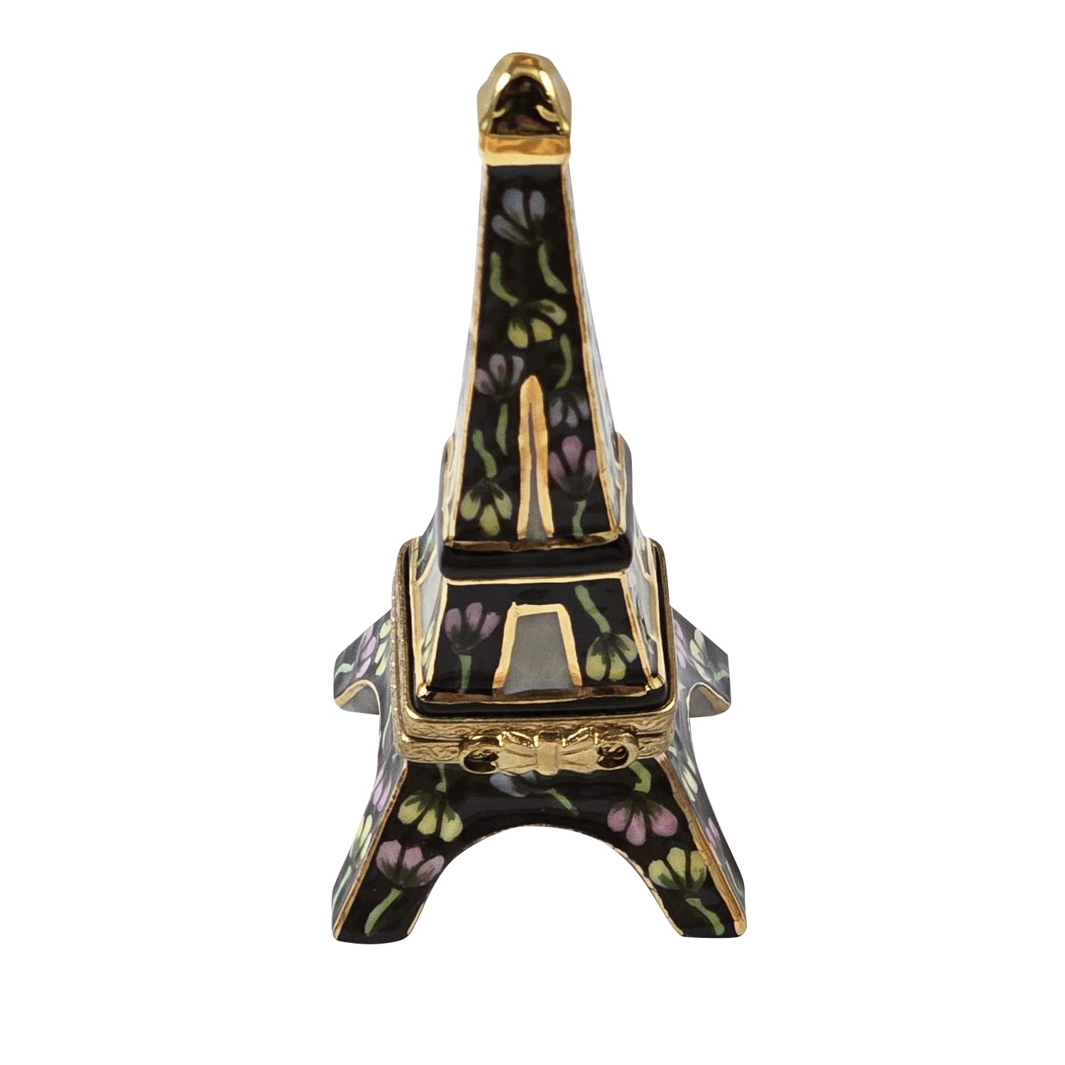 Black Eiffel Tower w Flowers Porcelain Limoges paris france monuments French Trinket Box