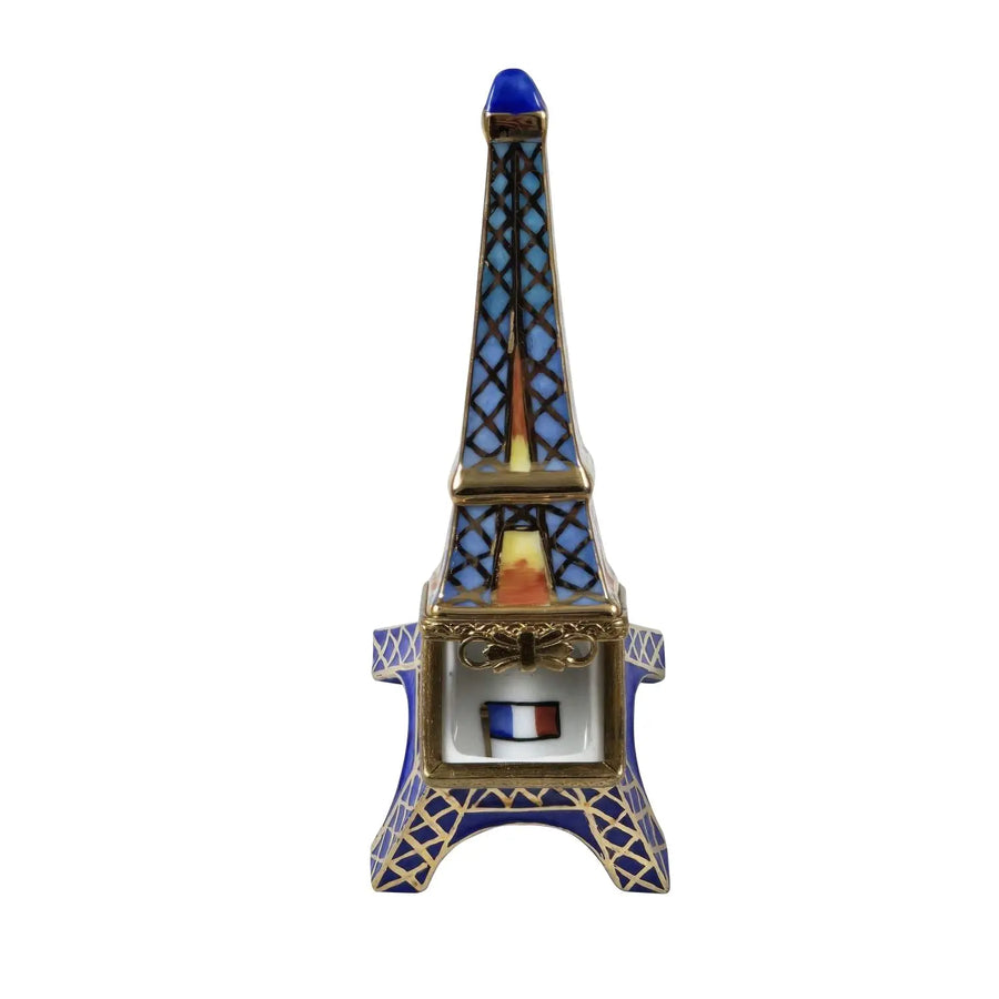 Blue Eiffel Tower Limoges box shown from another angle