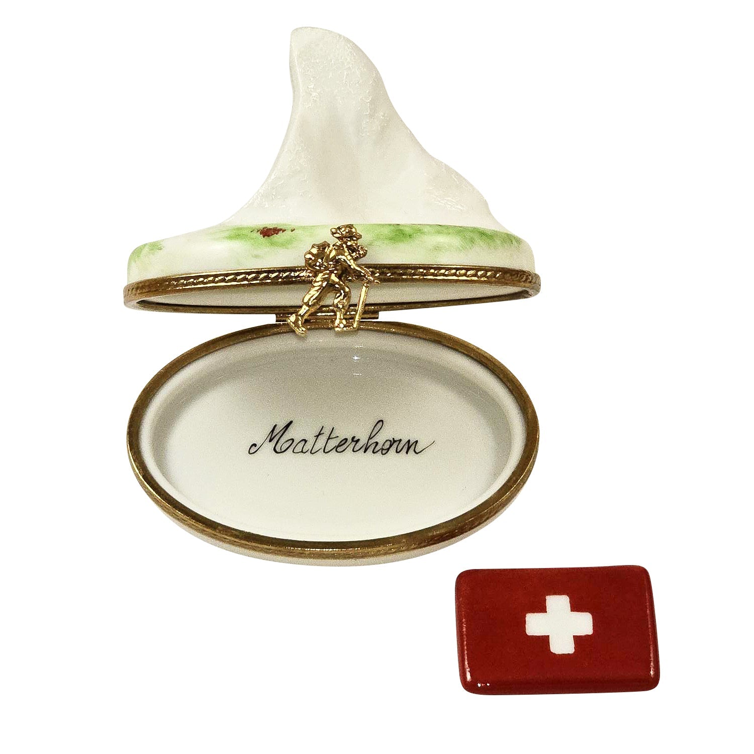 Matterhorn w Switzerland Horn Porcelain Limoges Travel Monument French Trinket Box