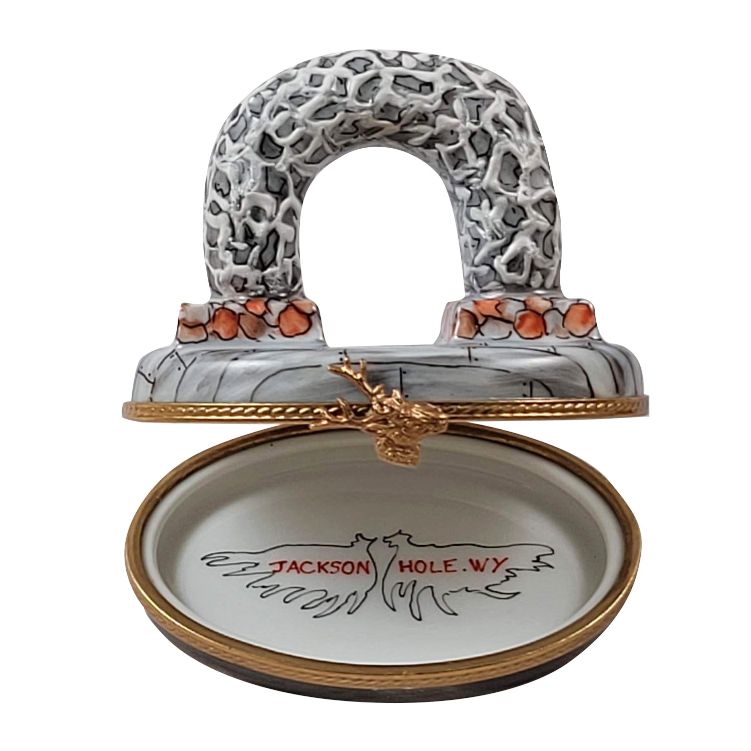 ANTLER ARCH - JACKSON HOLE, WY Porcelain Limoges travel united states French Trinket Box