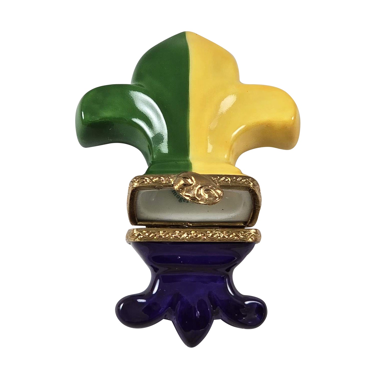 Fleur de Lys - Mardi Gras Porcelain Limoges Paris France French Trinket Box