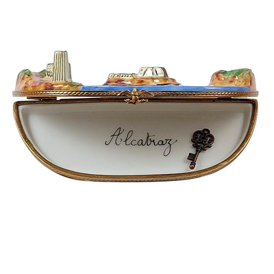 ALCATRAZ WITH BRASS KEY Porcelain Limoges united states French Trinket Box