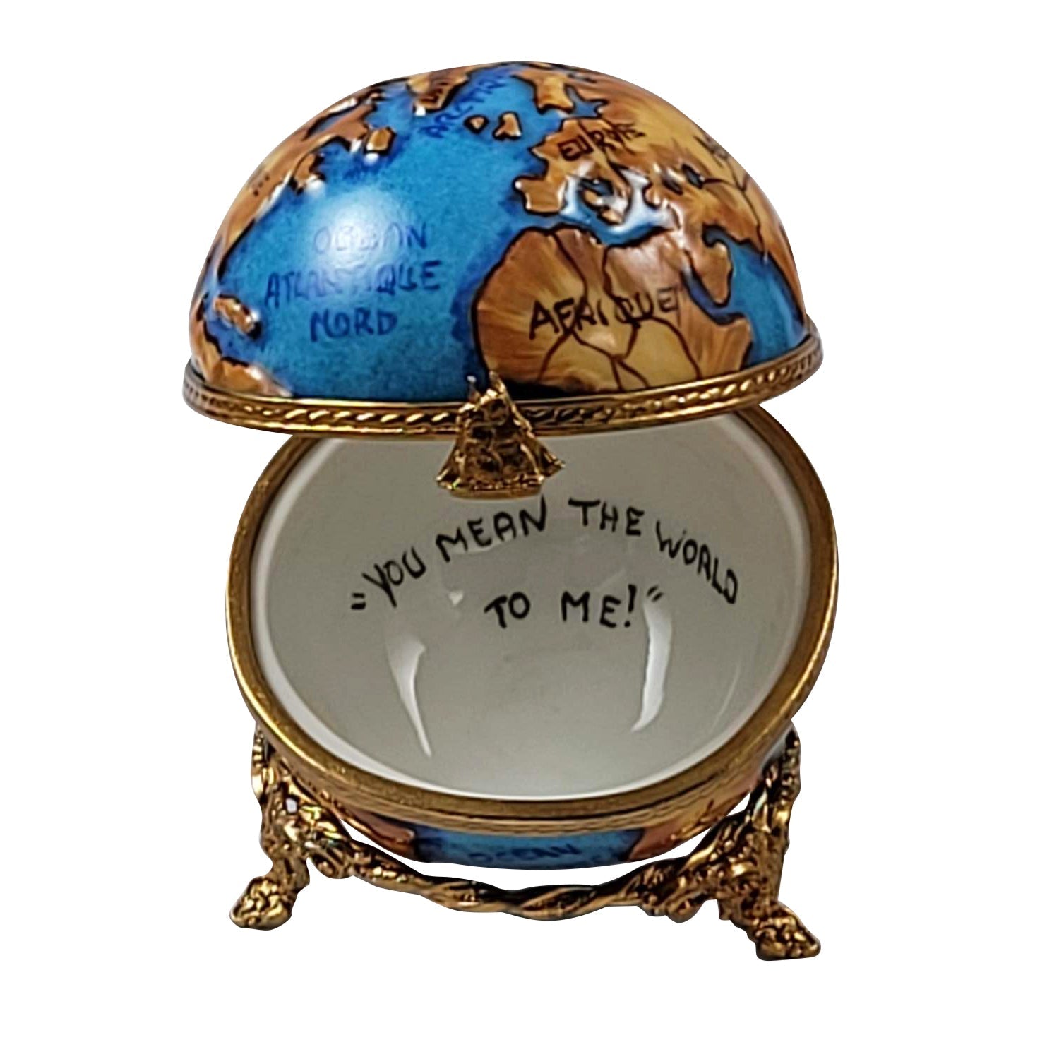You mean the world to me world globe Porcelain Limoges travel love French Trinket Box