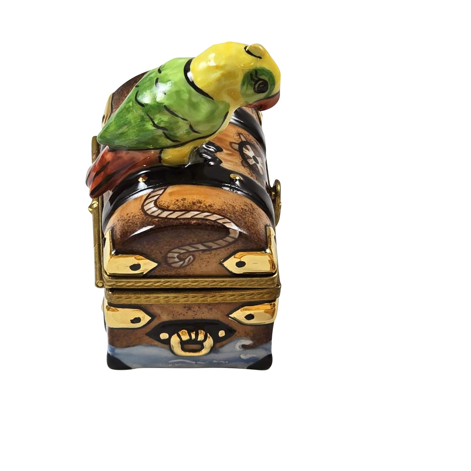 Treasure Chest w Parrot Porcelain Limoges Home fairy bird birds children kids ocean French Trinket Box