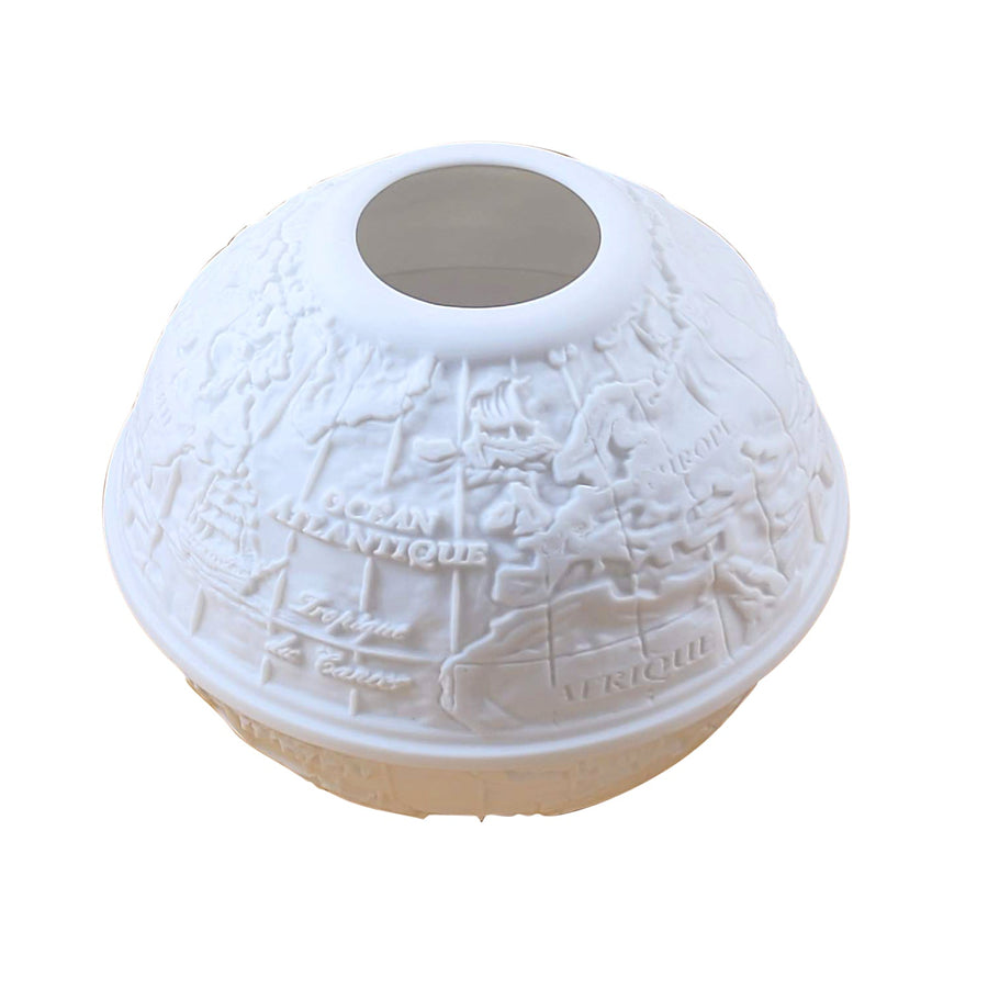 Lithosphere World Map Votive Light, hand-painted Limoges porcelain made in France