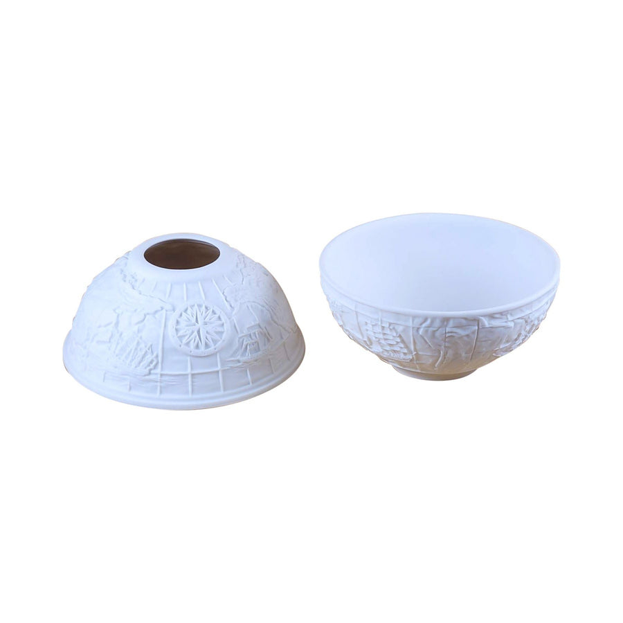 Lithosphere World Map Votive Light, hand-painted Limoges porcelain made in France