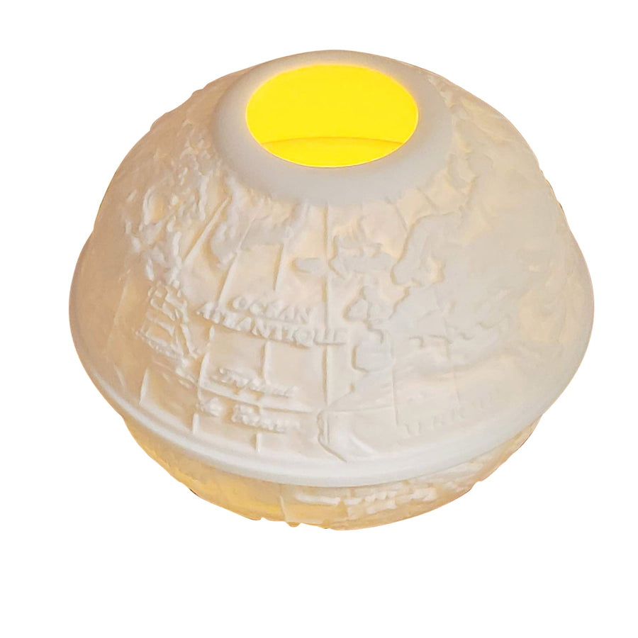 Lithosphere World Map Votive Light, hand-painted Limoges porcelain made in France