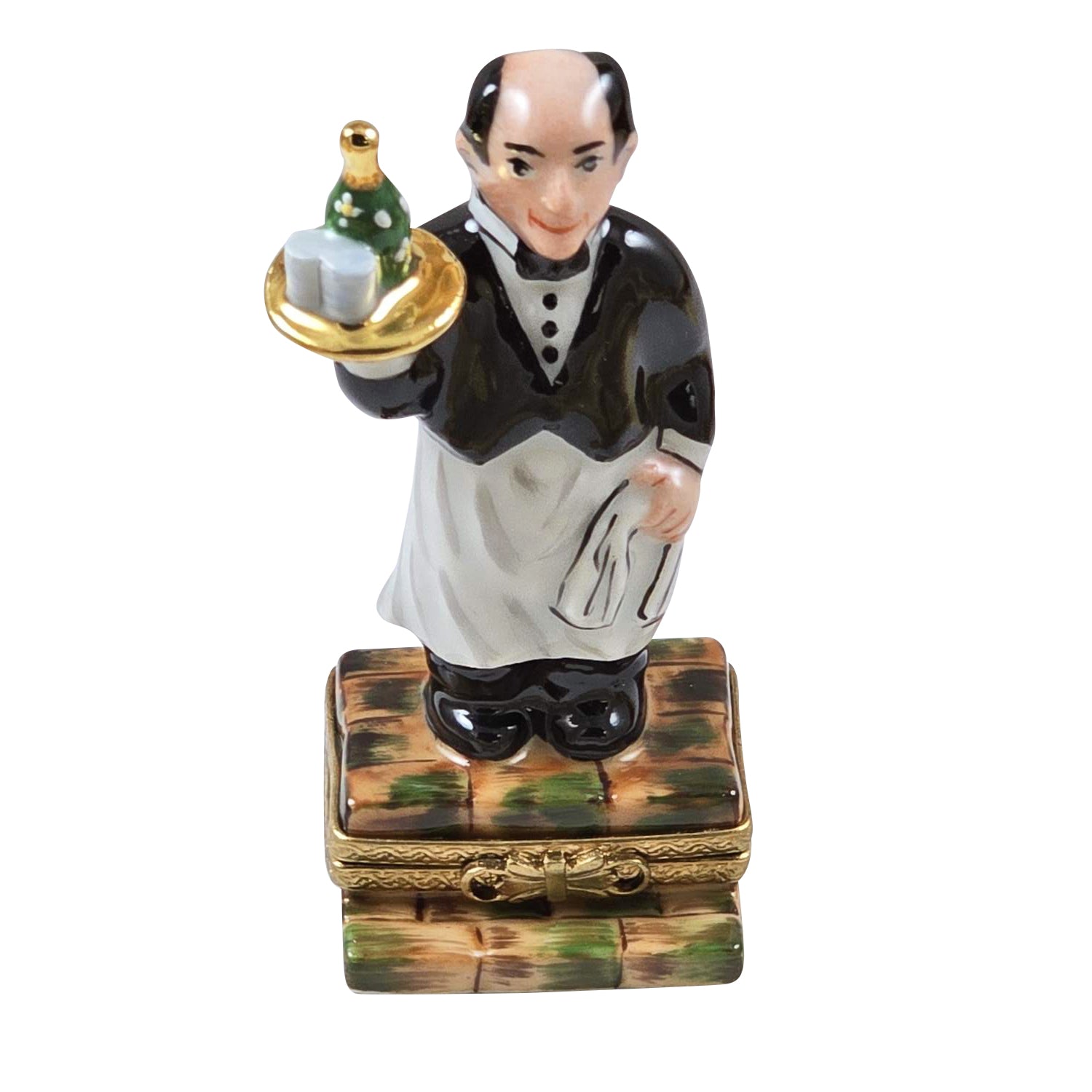 Sommelier Waiter w Bottle Porcelain Limoges wine spirit men France Limoges Box French Trinket Box
