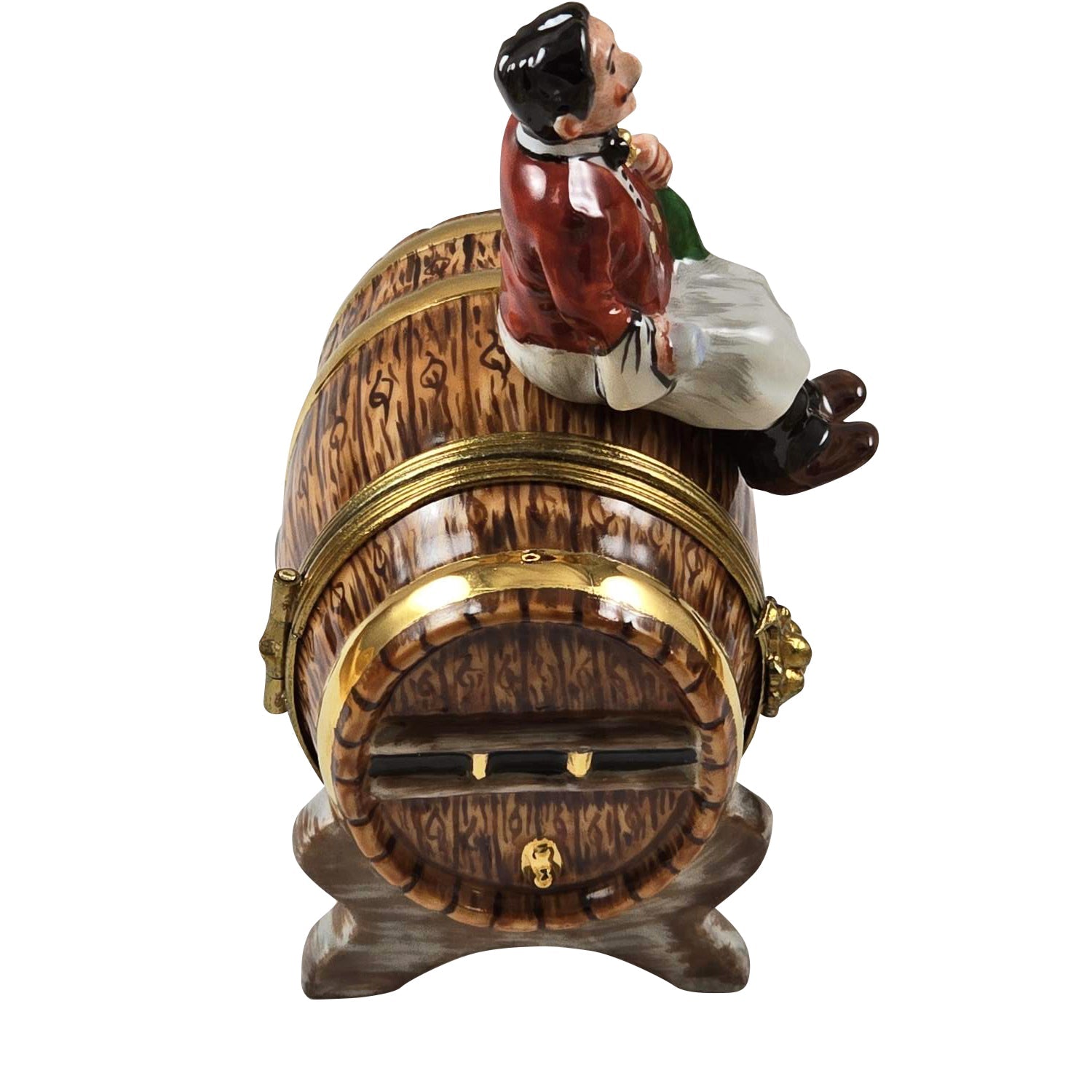 Sommelier Waiter on Wine Barrel Rochard Porcelain Limoges wine spirit men France Limoges Box French Trinket Box