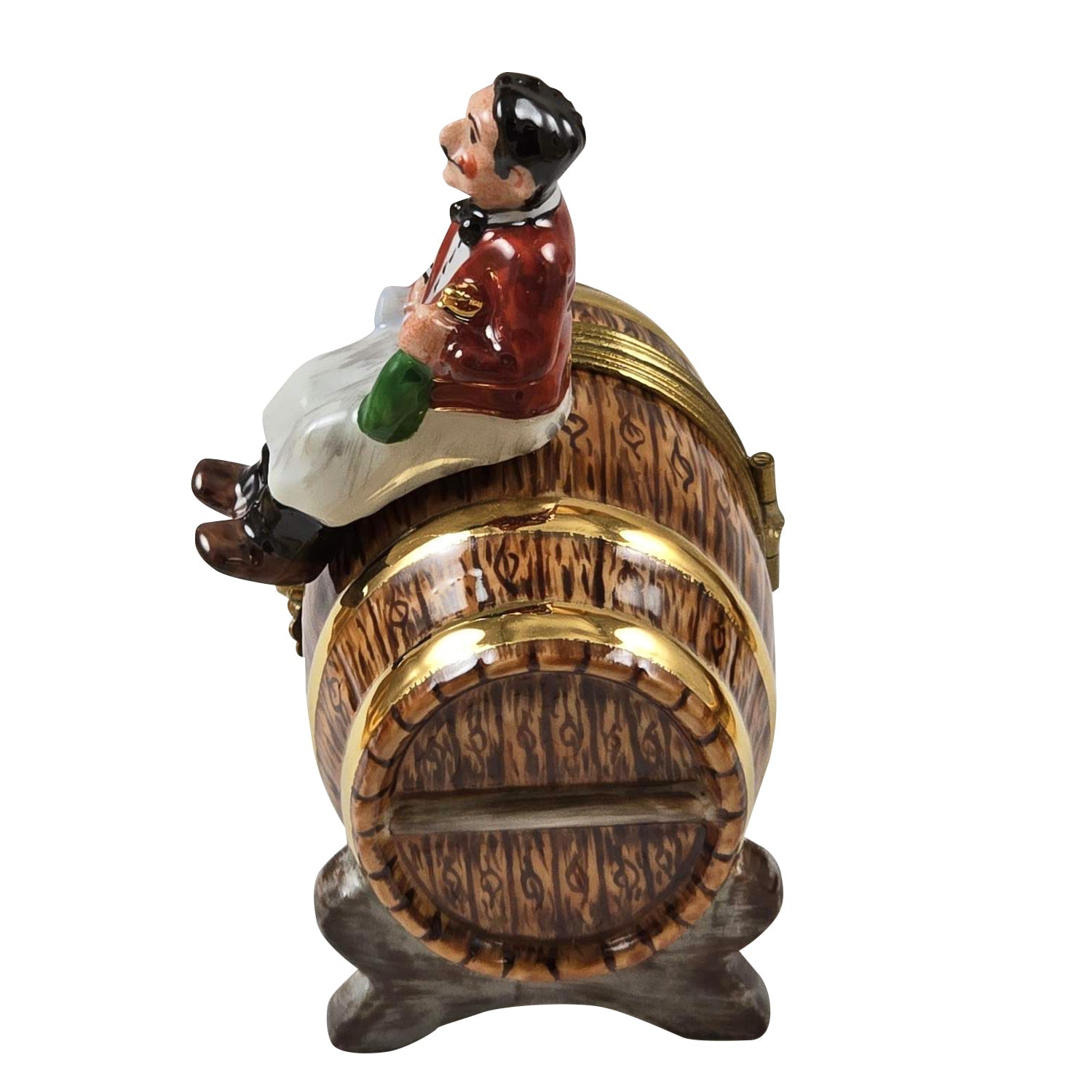 Sommelier Waiter on Wine Barrel Rochard Porcelain Limoges wine spirit men France Limoges Box French Trinket Box