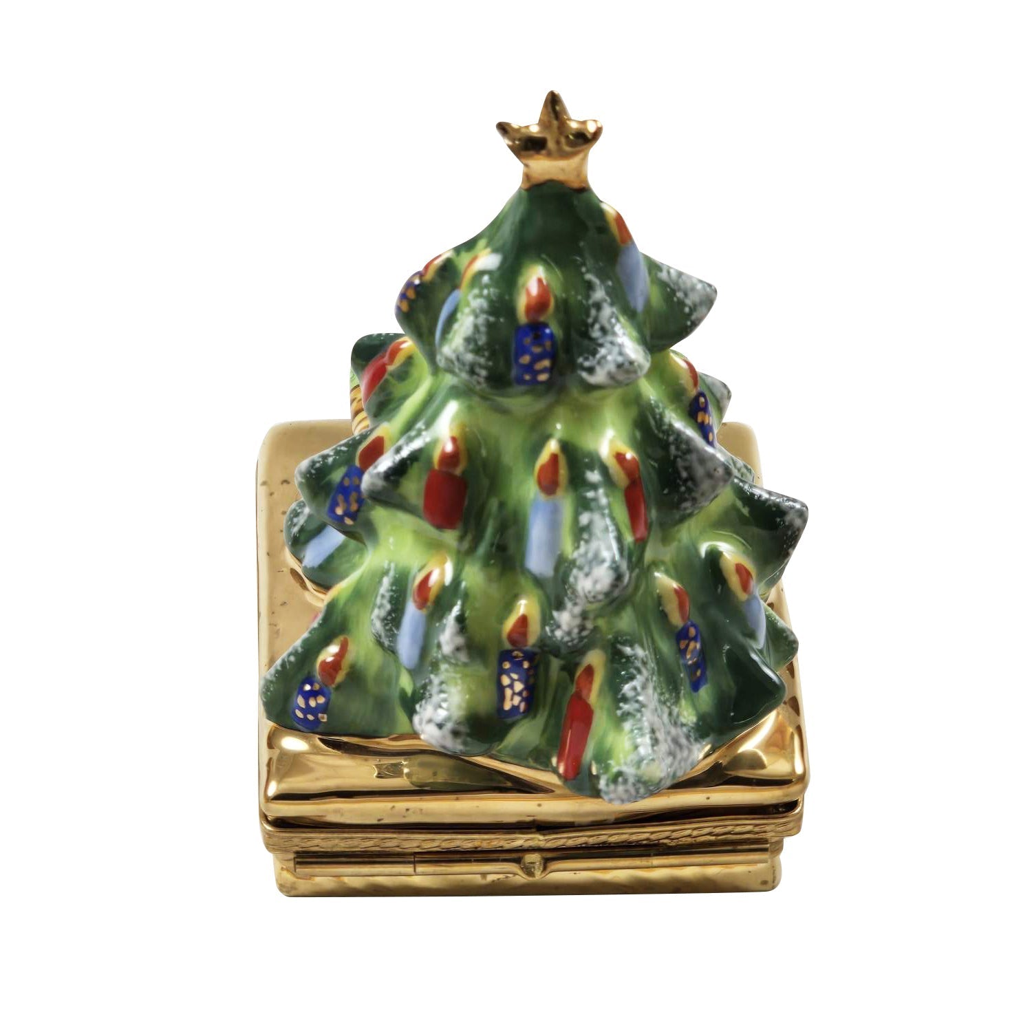 Christmas Tree w Manger Porcelain Limoges xmas theme christmas tree French Trinket Box