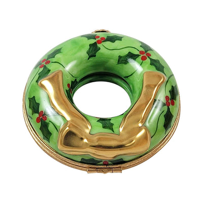 Christmas Wreath Porcelain Limoges xmas theme French Trinket Box