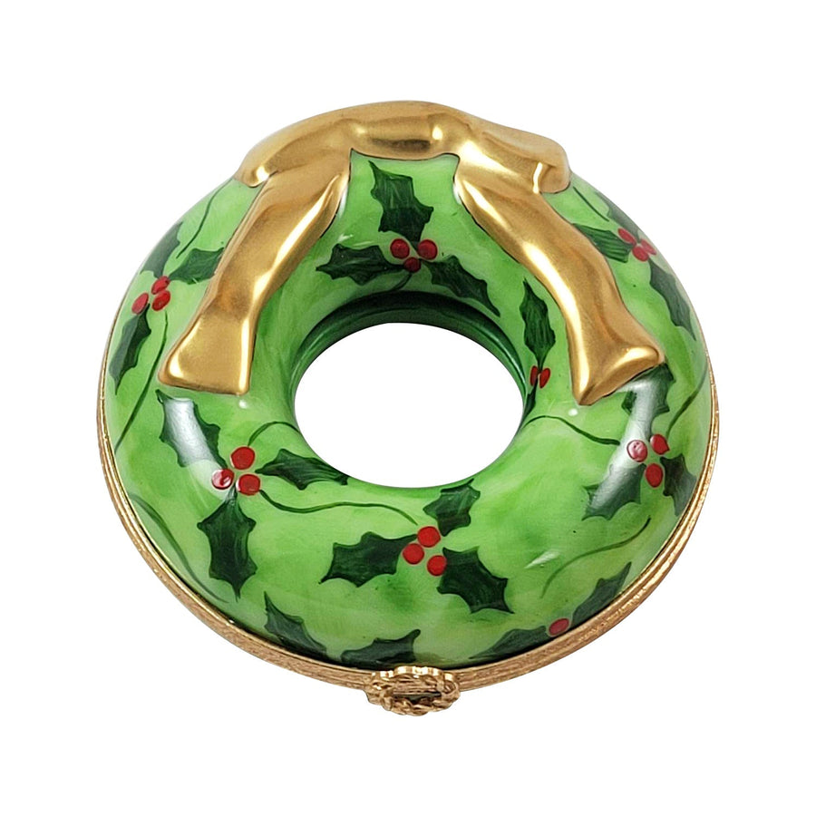 Christmas Wreath Porcelain Limoges xmas theme French Trinket Box