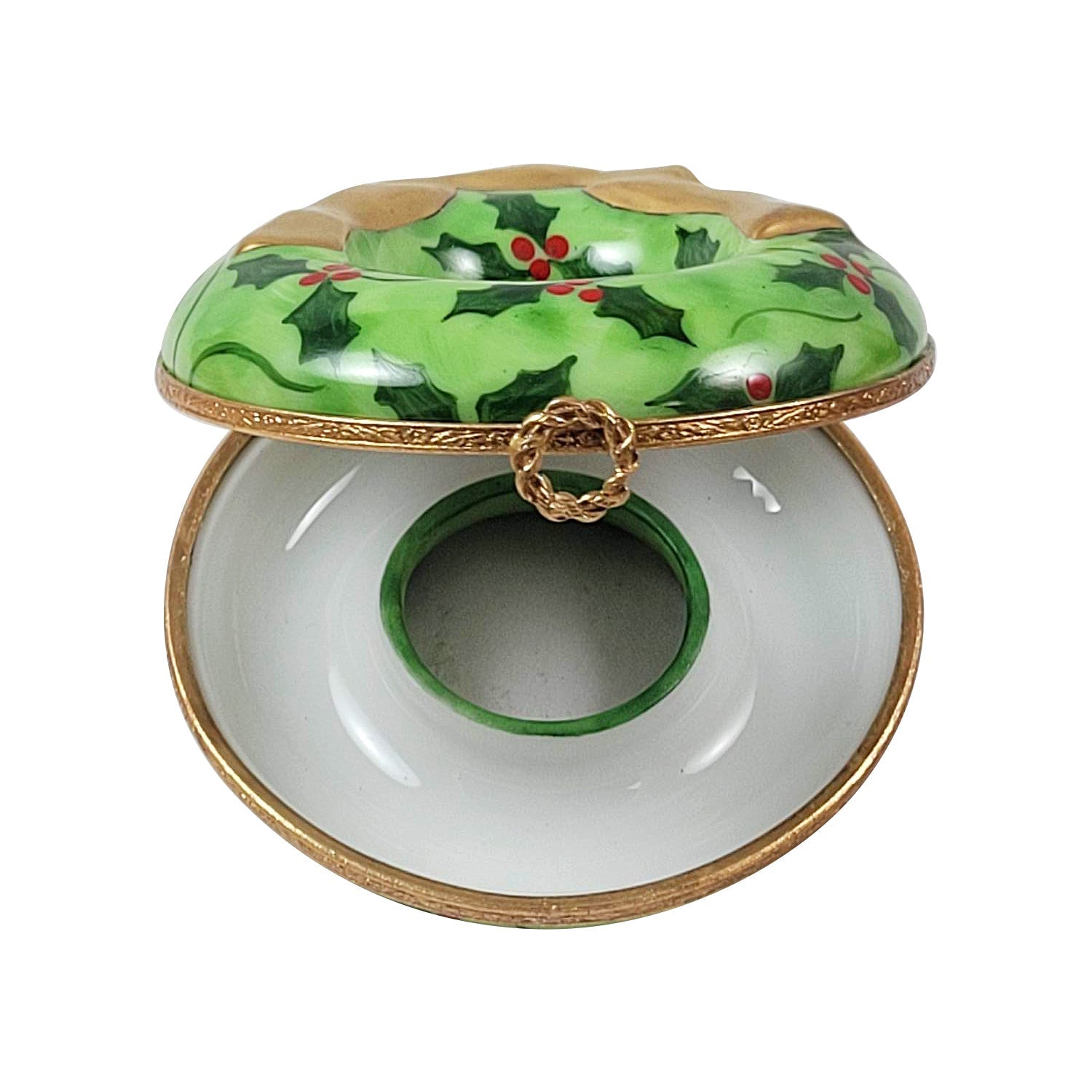 Christmas Wreath Porcelain Limoges xmas theme French Trinket Box