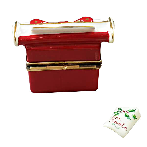 CHRISTMAS TYPEWRITER WITH LETTER Porcelain Limoges xmas theme French Trinket Box