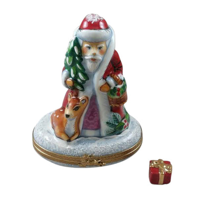 Santa with Reindeer and Removable Gift Limoges Box