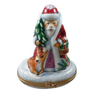 Santa with Reindeer and Removable Gift Limoges Box