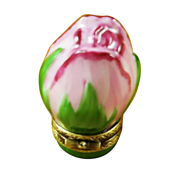MINI PINK ROSEBUD Porcelain Limoges flowers garden love valentine French Trinket Box