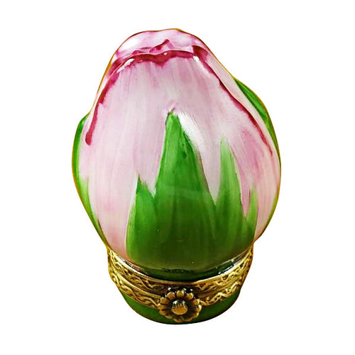 MINI PINK ROSEBUD Porcelain Limoges flowers garden love valentine French Trinket Box
