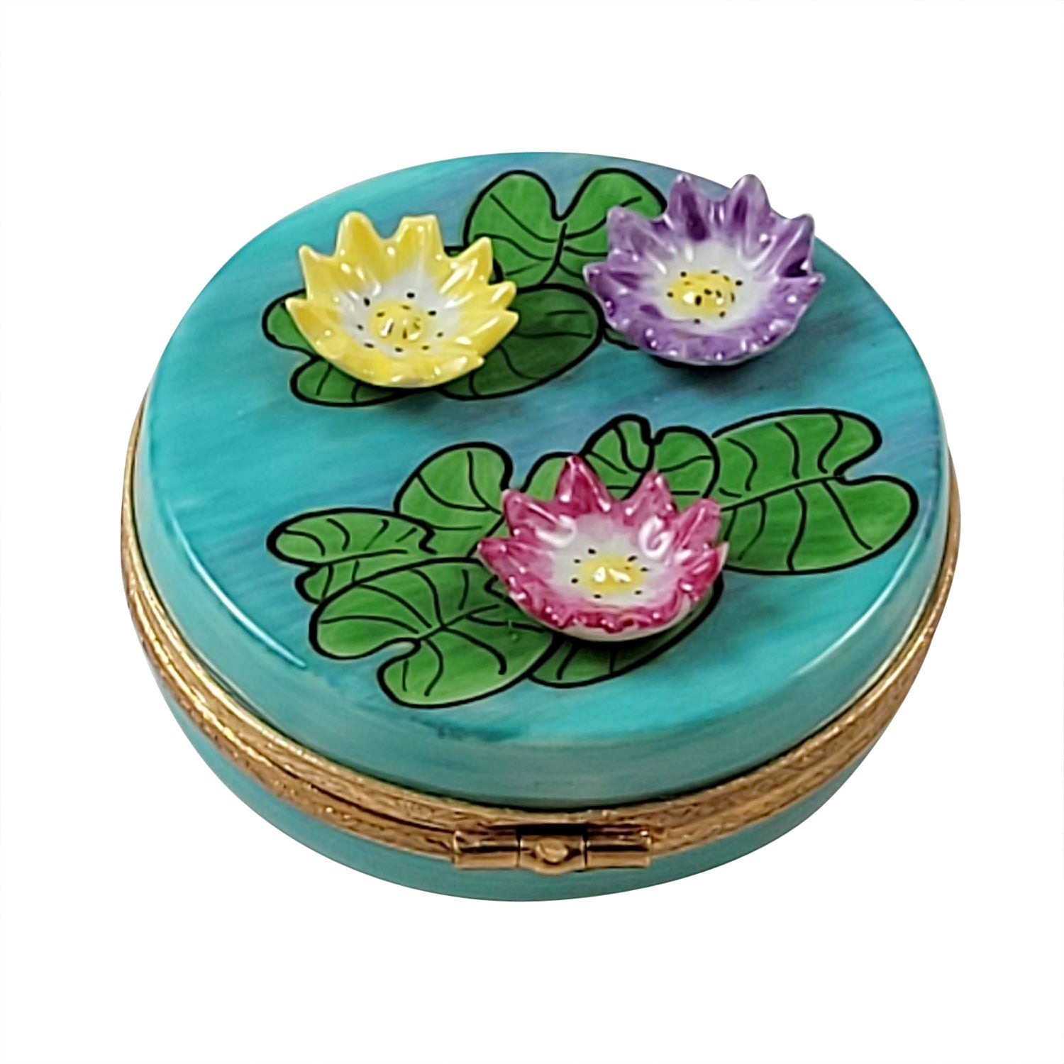 MONET'S WATER LILIES Porcelain Limoges garden art French Trinket Box