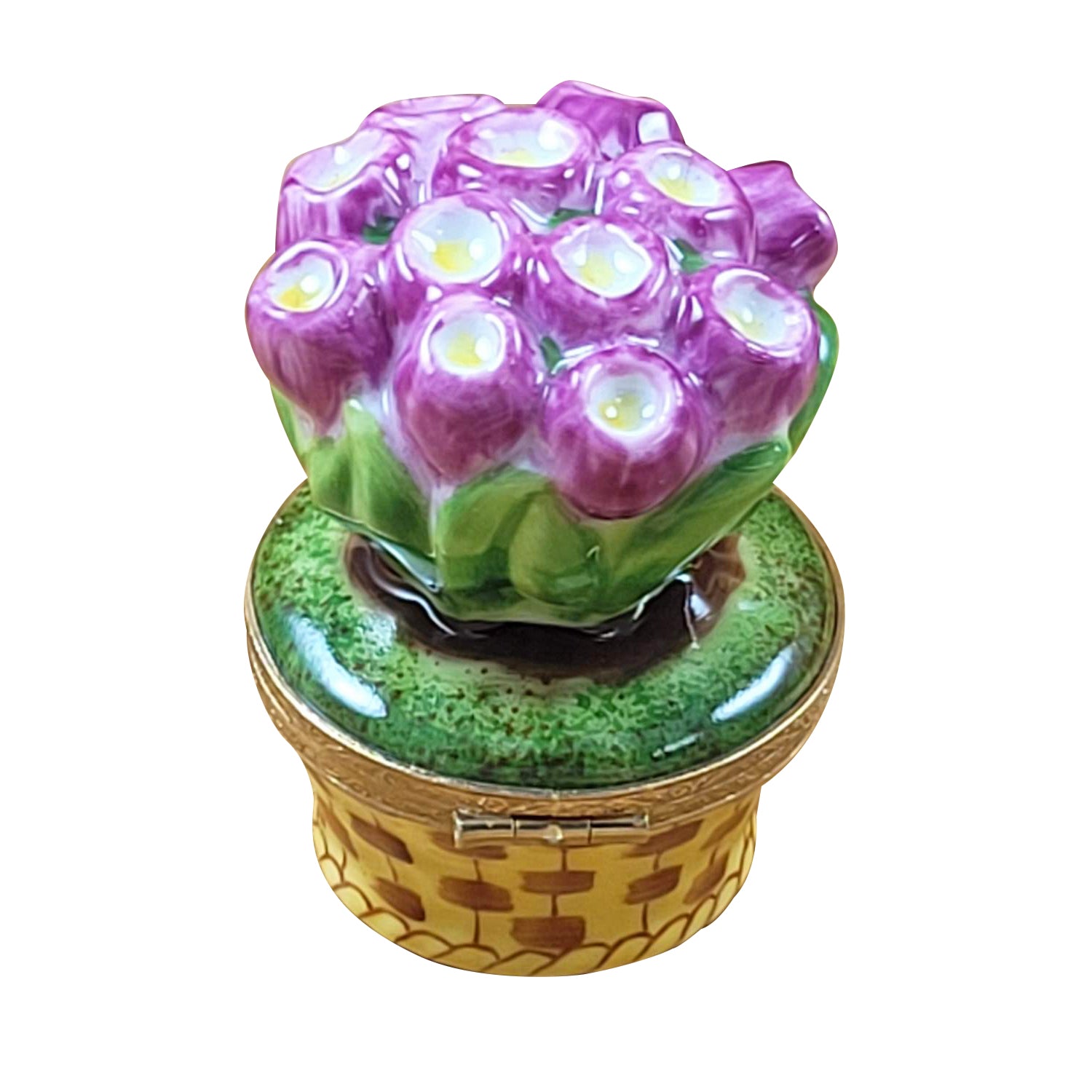 Tulips Flowers and pot Porcelain Limoges garden flowers French Trinket Box