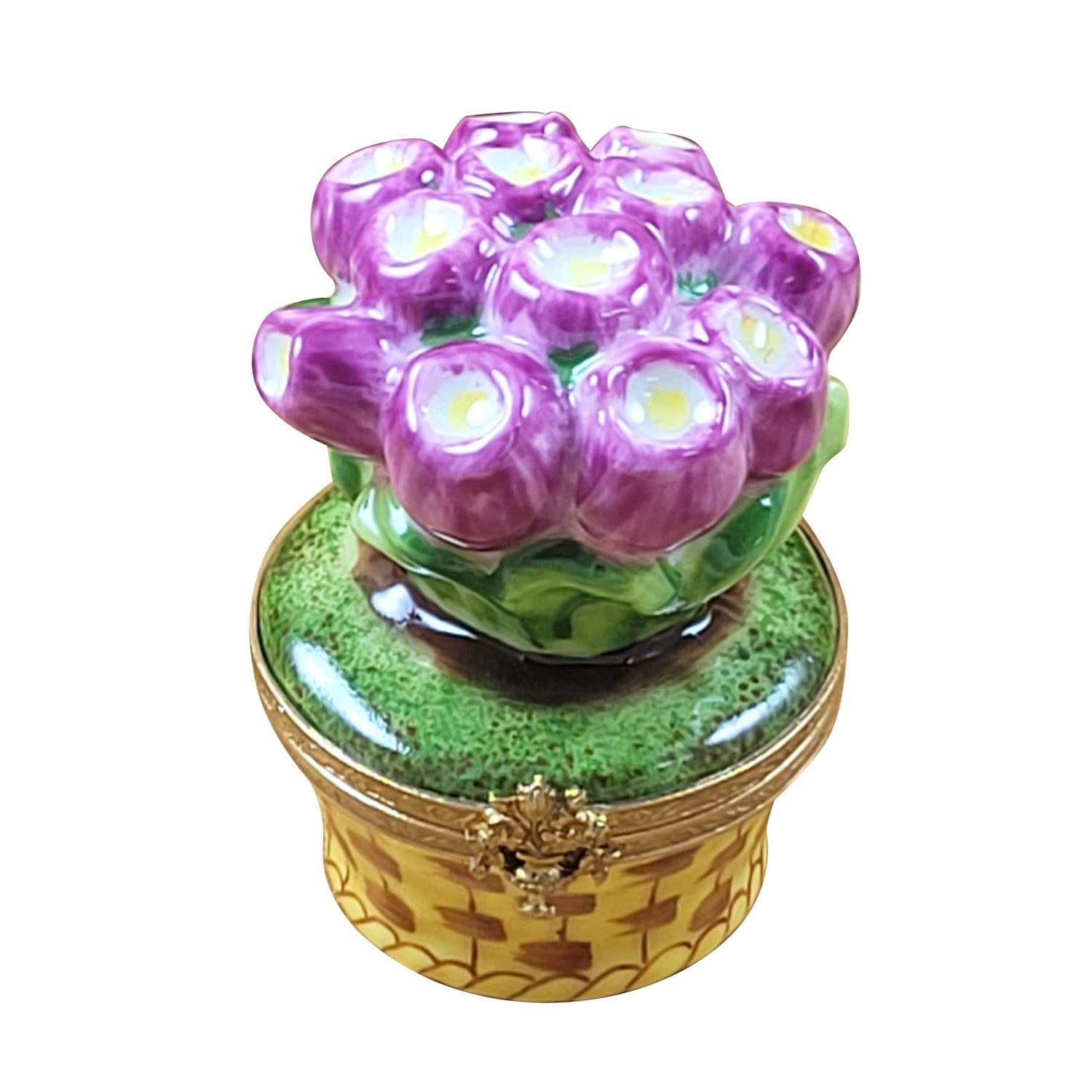 Tulips Flowers and pot Porcelain Limoges garden flowers French Trinket Box