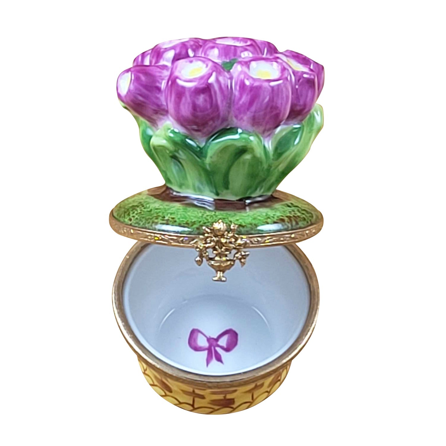 Tulips Flowers and pot Porcelain Limoges garden flowers French Trinket Box