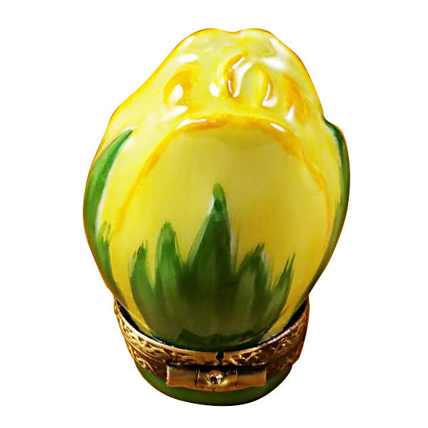 MINI YELLOW ROSE BUD Porcelain Limoges flowers garden love valentine French Trinket Box