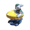 Rabbit in Boat Limoges Box Porcelain Figurine-vehicle rabbit-CH7N227