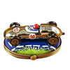 Race Car Blue Base Porcelain Limoges sport vehicles French Trinket Box
