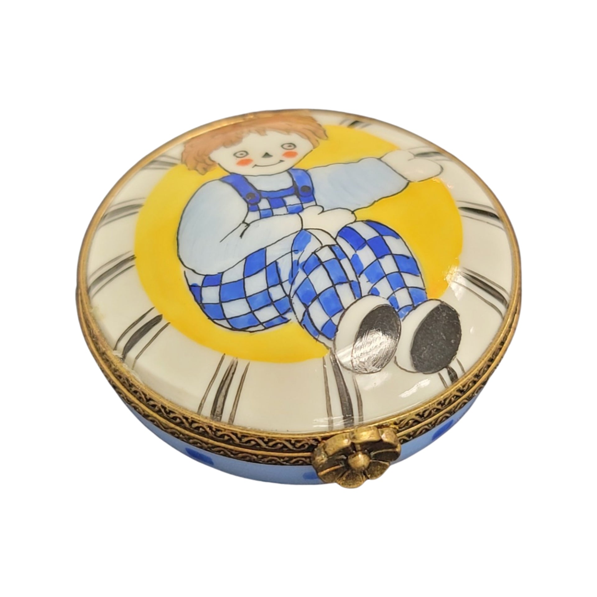 Raggedy Ann Vintage Round Box Porcelain Limoges LIMOGES BOXES traditional baby kids book French Trinket Box