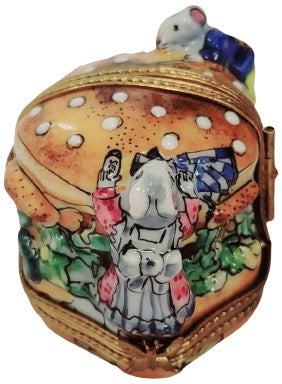 Rare Hinged Mice Cheeseburger Box Porcelain Limoges Mouse Food French Trinket Box