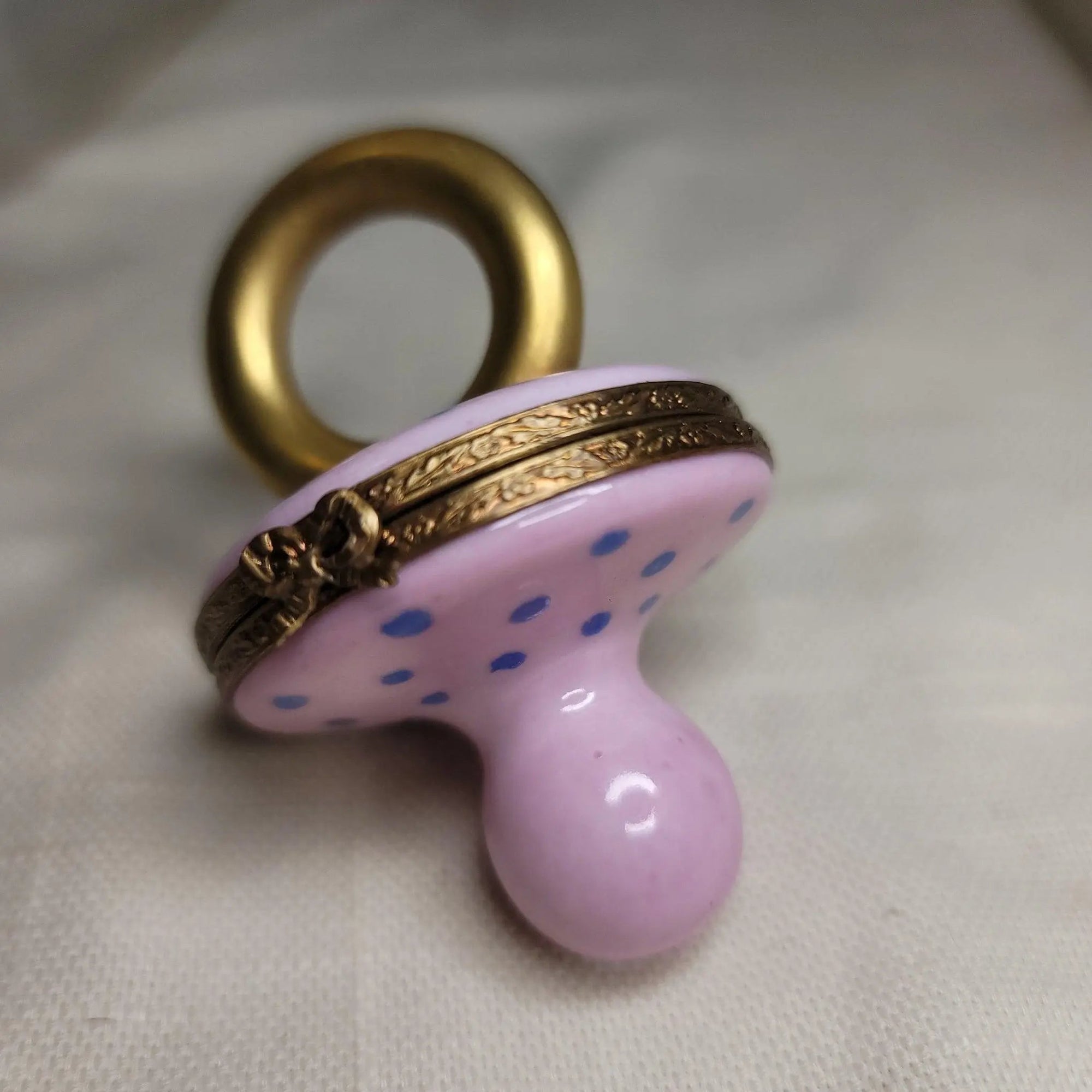 Rare Pink Pacifier Baby Box Porcelain Limoges baby limoges box babies maternity French Trinket Box