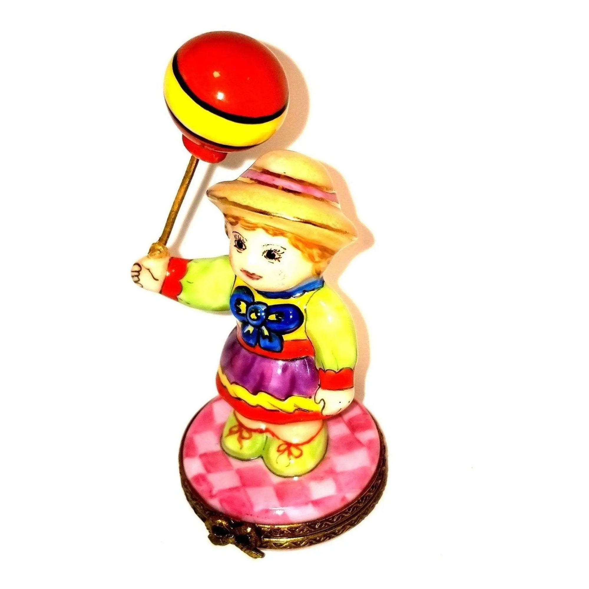 Rare Retired Baby Girl Figurine Porcelain Limoges baby carnival French Trinket Box