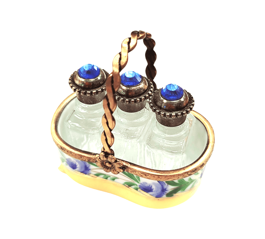 Rare Yellow Basket Perfume Box Porcelain Limoges Perfume French Trinket Box