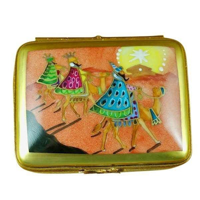 Rectangular with Wise Men Porcelain Limoges xmas theme French Trinket Box