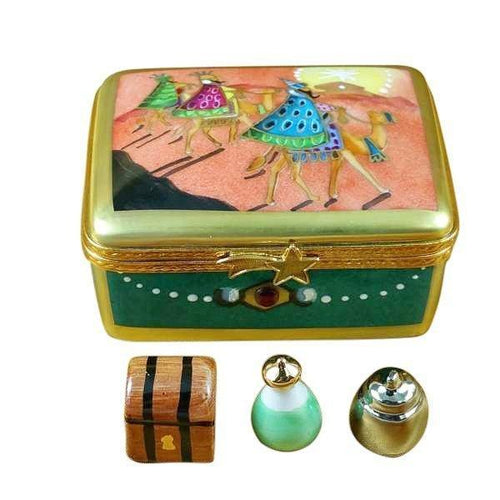 Rectangular with Wise Men Porcelain Limoges xmas theme French Trinket Box